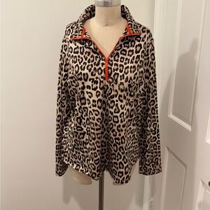 Chicos. Leopard Print Women’s Pullover. Polyester Blend. ZipClosure. GUC Size 16